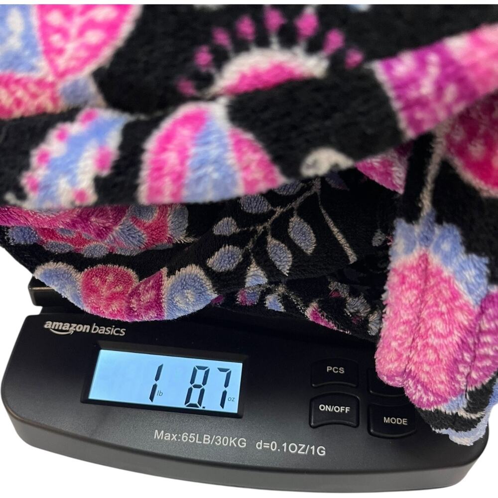 Vera Bradley Robe Womens Small Medium Black Alpine Floral Hoodie Plush Fleece - Picture 9 of 9